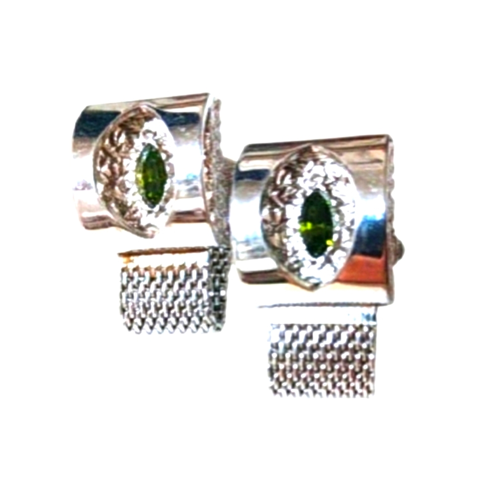 Swank Peridot Gem SS Cuff Links